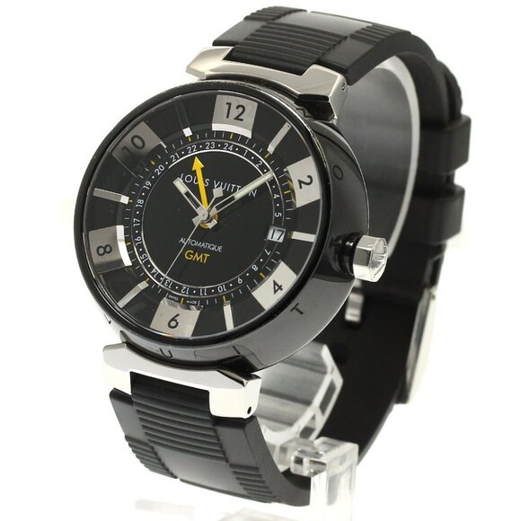 LOUIS VUITTON Tambour in Black Q113K GMT date Automatic Men's Watch_879776 - Picture 1 of 11